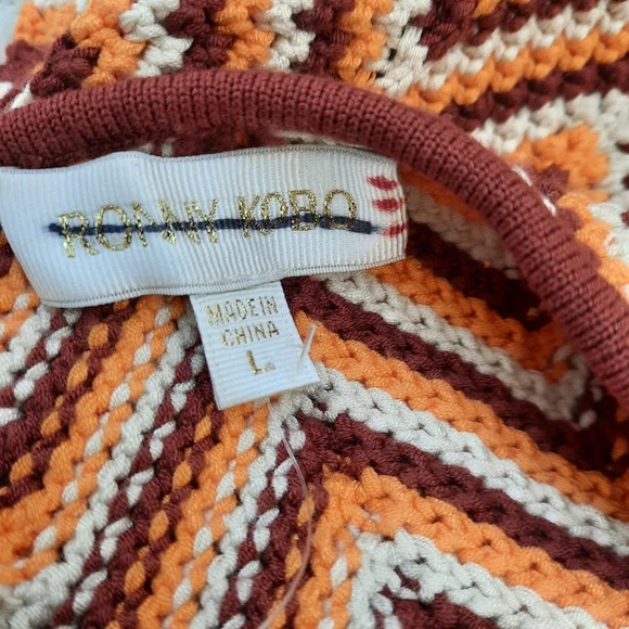 RONNY KOBO Tasseled crochet-knit halterneck mini dress NWT